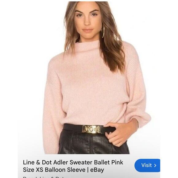 EUC Line & Dot Mock Neck Balloon Sleeve Sweater pullover size large - Picture 1 of 8